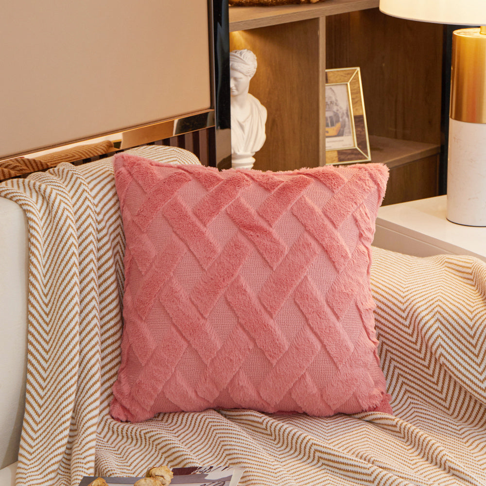 [IN-1XZT127-1 Silver] Crossline-shaped Plush Throw Pillow (With Insert) size 18"x18"
