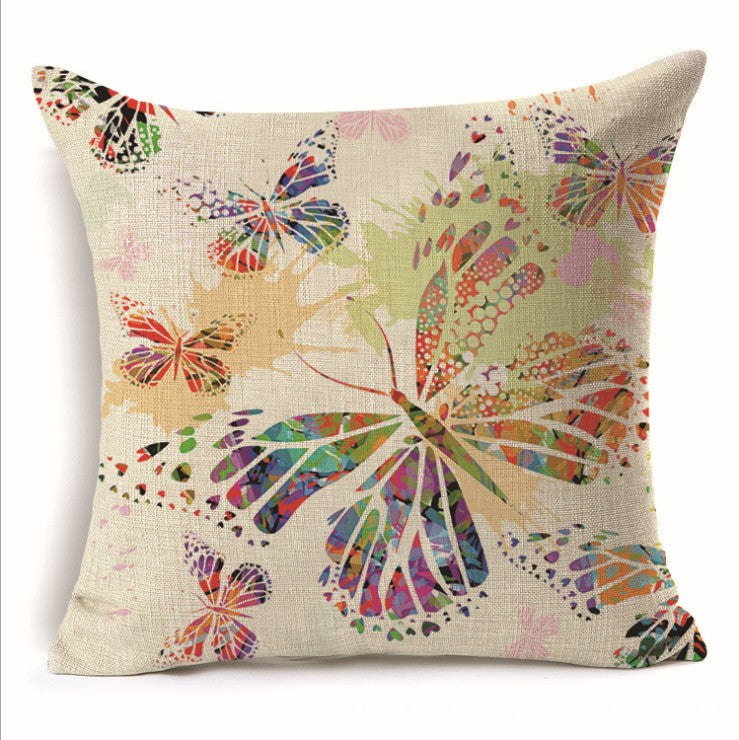 Square cloth pillow covers with butterfly images 18x18 inches, pack of 2 throw pillows covers (With or Without Inserts)