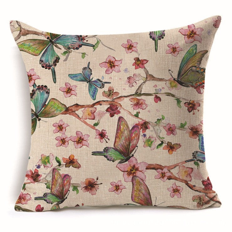 Square cloth pillow covers with butterfly images 18x18 inches, pack of 2 throw pillows covers (With or Without Inserts)