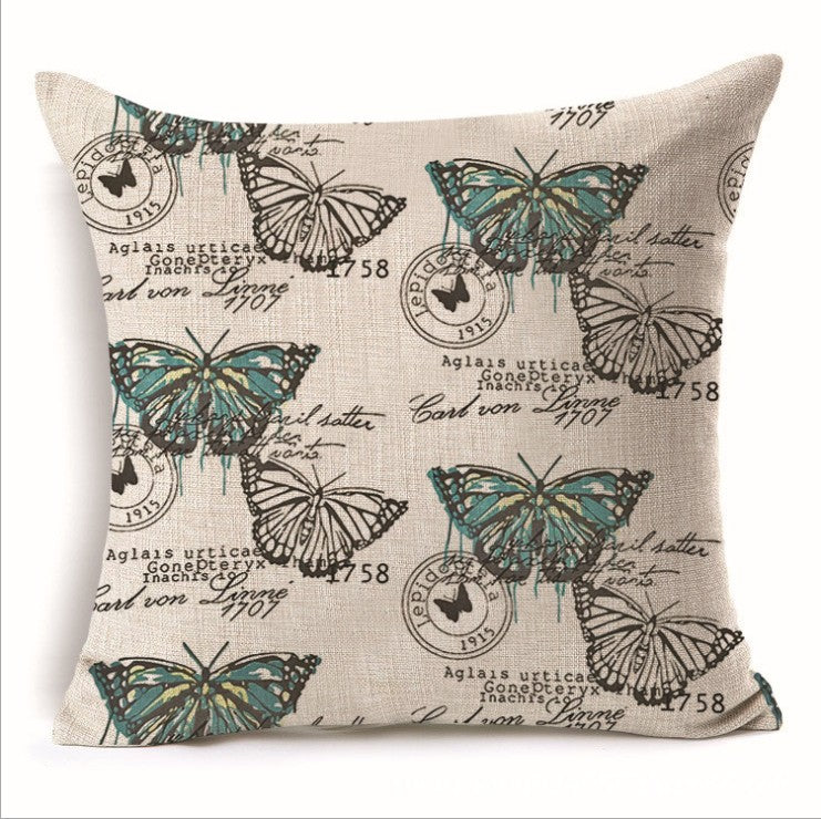 Square cloth pillow covers with butterfly images 18x18 inches, pack of 2 throw pillows covers (With or Without Inserts)