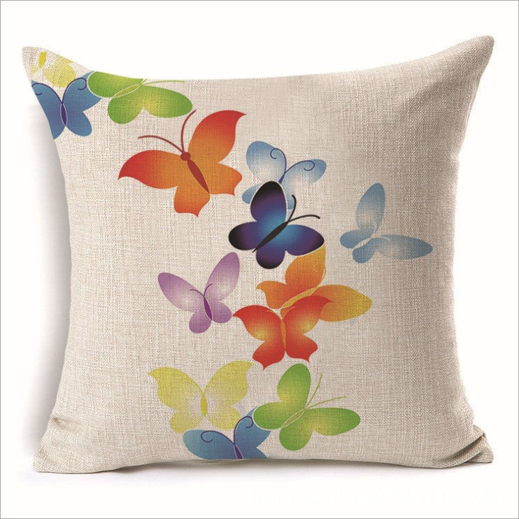 Square cloth pillow covers with butterfly images 18x18 inches, pack of 2 throw pillows covers (With or Without Inserts)
