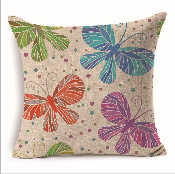 Square cloth pillow covers with butterfly images 18x18 inches, pack of 2 throw pillows covers (With or Without Inserts)