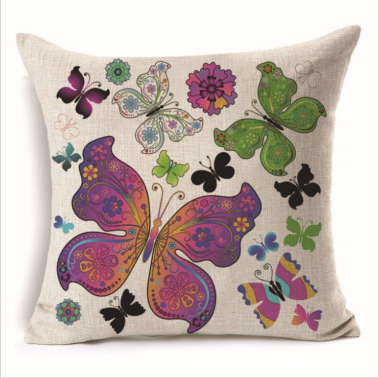 Square cloth pillow covers with butterfly images 18x18 inches, pack of 2 throw pillows covers (With or Without Inserts)