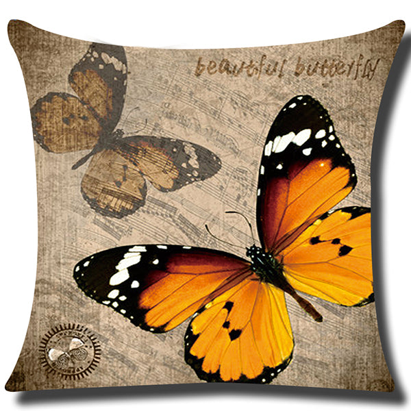 Square cloth pillow covers with butterfly images 18x18 inches, pack of 2 throw pillows covers (With or Without Inserts)