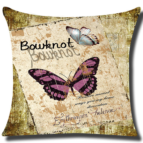 Square cloth pillow covers with butterfly images 18x18 inches, pack of 2 throw pillows covers (With or Without Inserts)