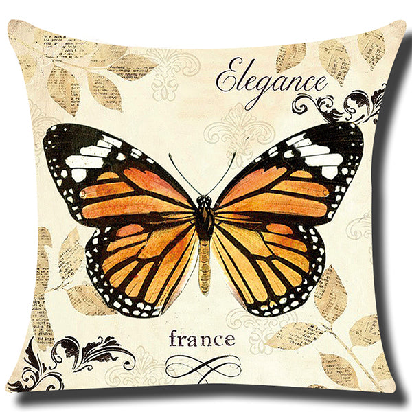 Square cloth pillow covers with butterfly images 18x18 inches, pack of 2 throw pillows covers (With or Without Inserts)