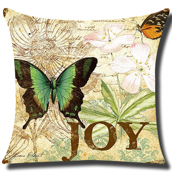 Square cloth pillow covers with butterfly images 18x18 inches, pack of 2 throw pillows covers (With or Without Inserts)