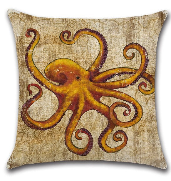 [IN-1XZT42-1] Square Cloth Throw Pillow Ocean themes  size 18"x18" come with insert