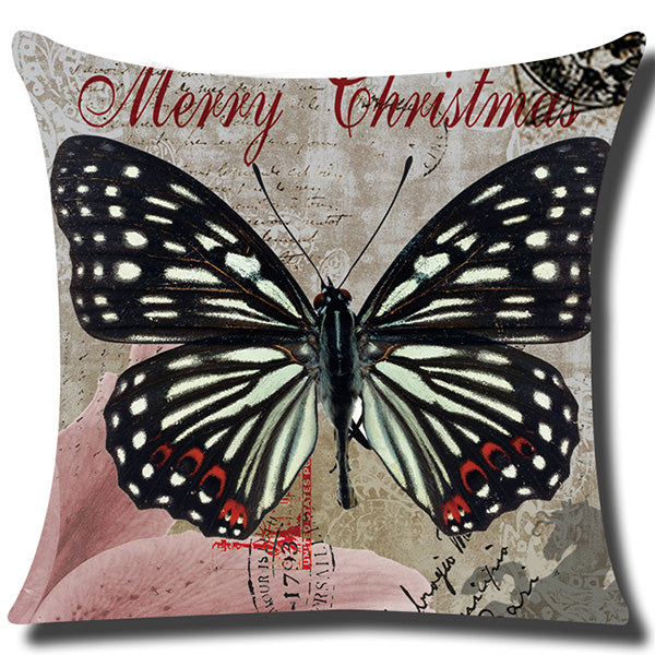 Square cloth pillow covers with butterfly images 18x18 inches, pack of 2 throw pillows covers (With or Without Inserts)