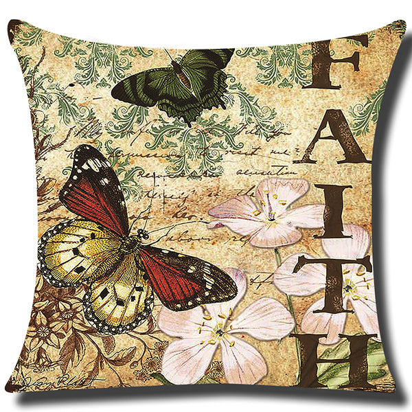 Square cloth pillow covers with butterfly images 18x18 inches, pack of 2 throw pillows covers (With or Without Inserts)
