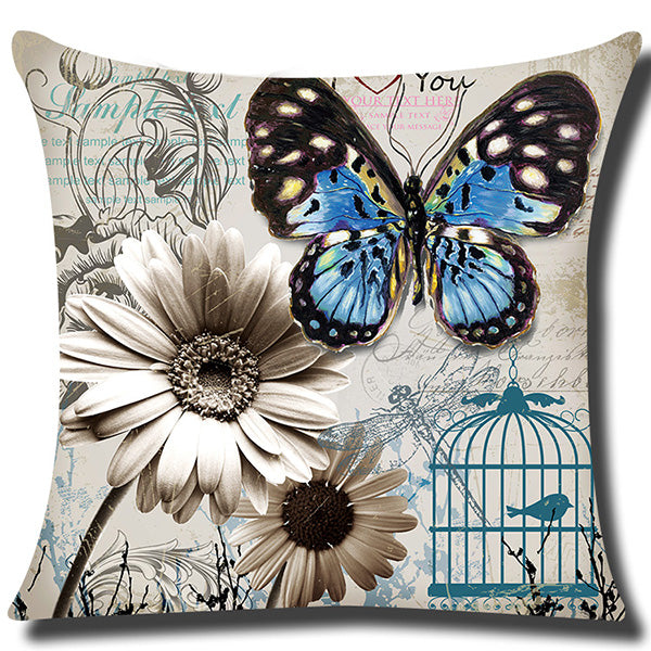 Square cloth pillow covers with butterfly images 18x18 inches, pack of 2 throw pillows covers (With or Without Inserts)
