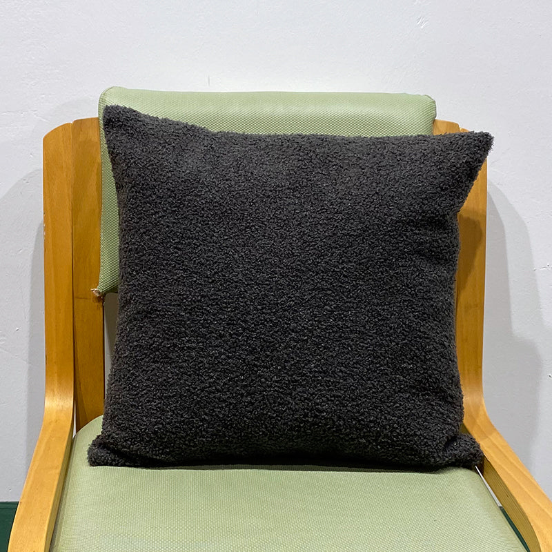 [IN-1X ZT123-1 grey] 18"x18" Teddy Faux Fluffy Solid Color Throw Pillow (With  Insert)