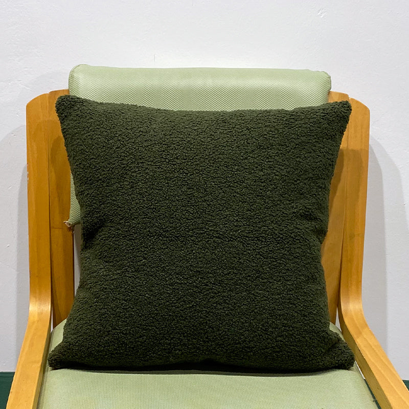 [IN-1X ZT123-1 grey] 18"x18" Teddy Faux Fluffy Solid Color Throw Pillow (With  Insert)