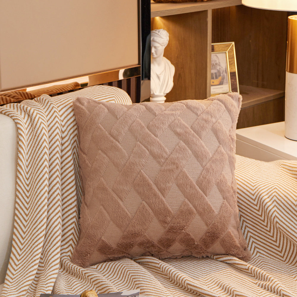[IN-1XZT127-1 Silver] Crossline-shaped Plush Throw Pillow (With Insert) size 18"x18"