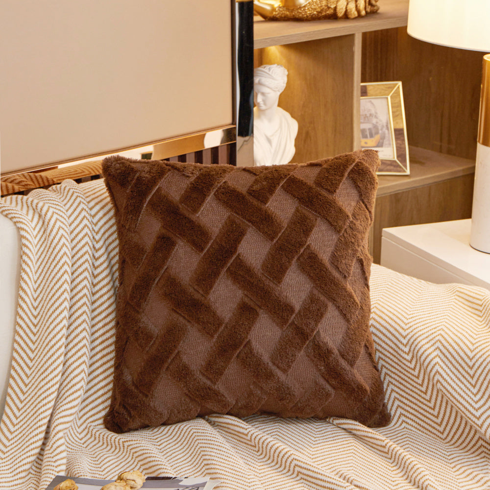 [IN-1XZT127-1 Silver] Crossline-shaped Plush Throw Pillow (With Insert) size 18"x18"