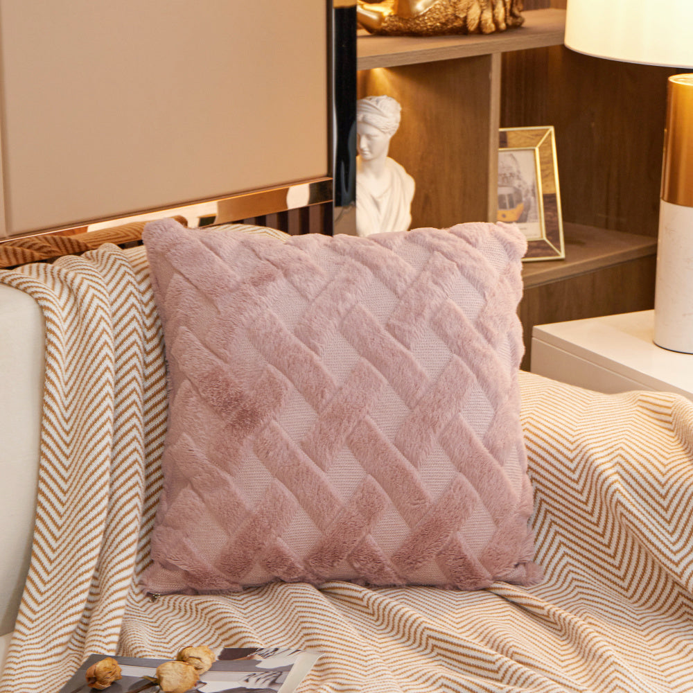 [IN-1XZT127-1 Silver] Crossline-shaped Plush Throw Pillow (With Insert) size 18"x18"