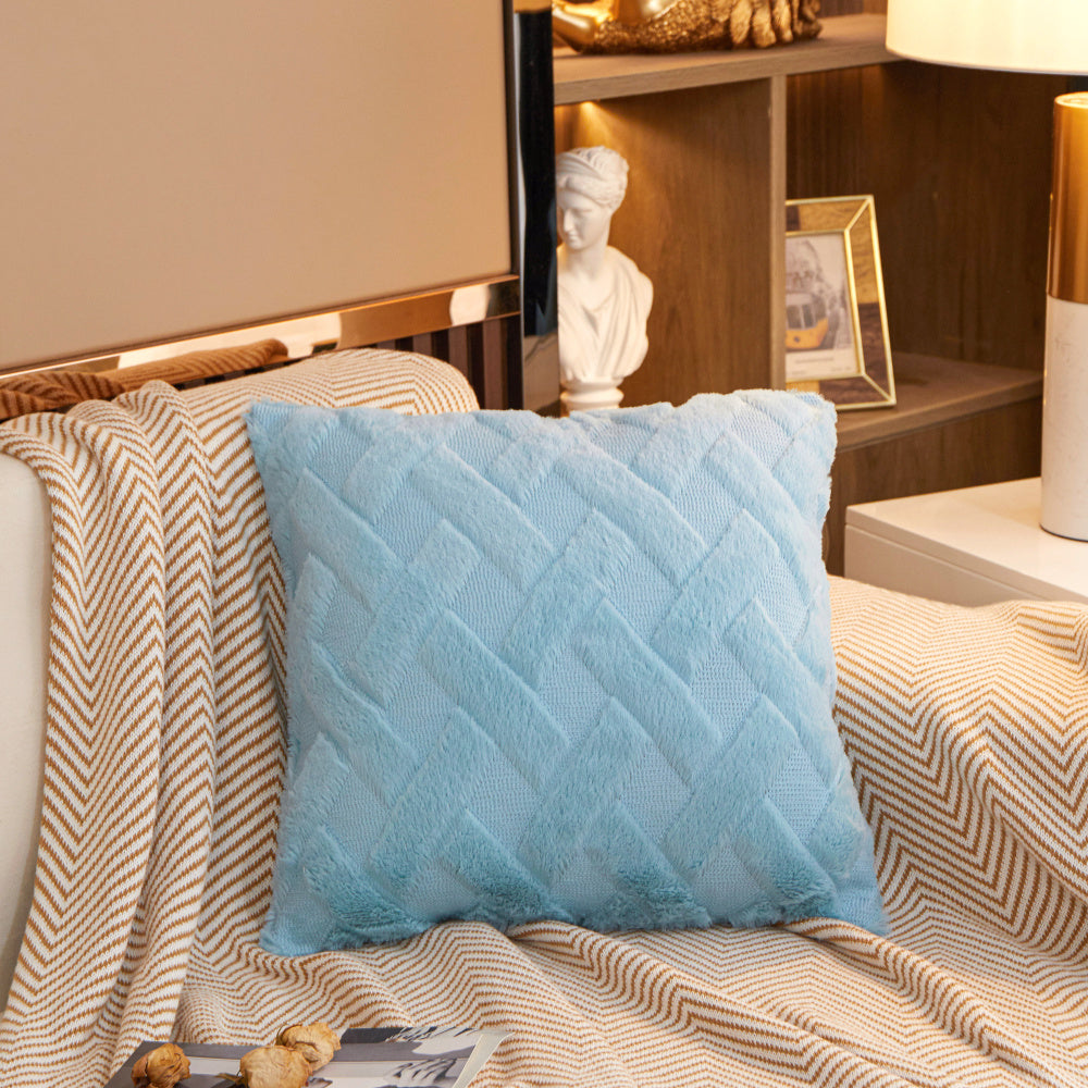 [IN-1XZT127-1 Silver] Crossline-shaped Plush Throw Pillow (With Insert) size 18"x18"