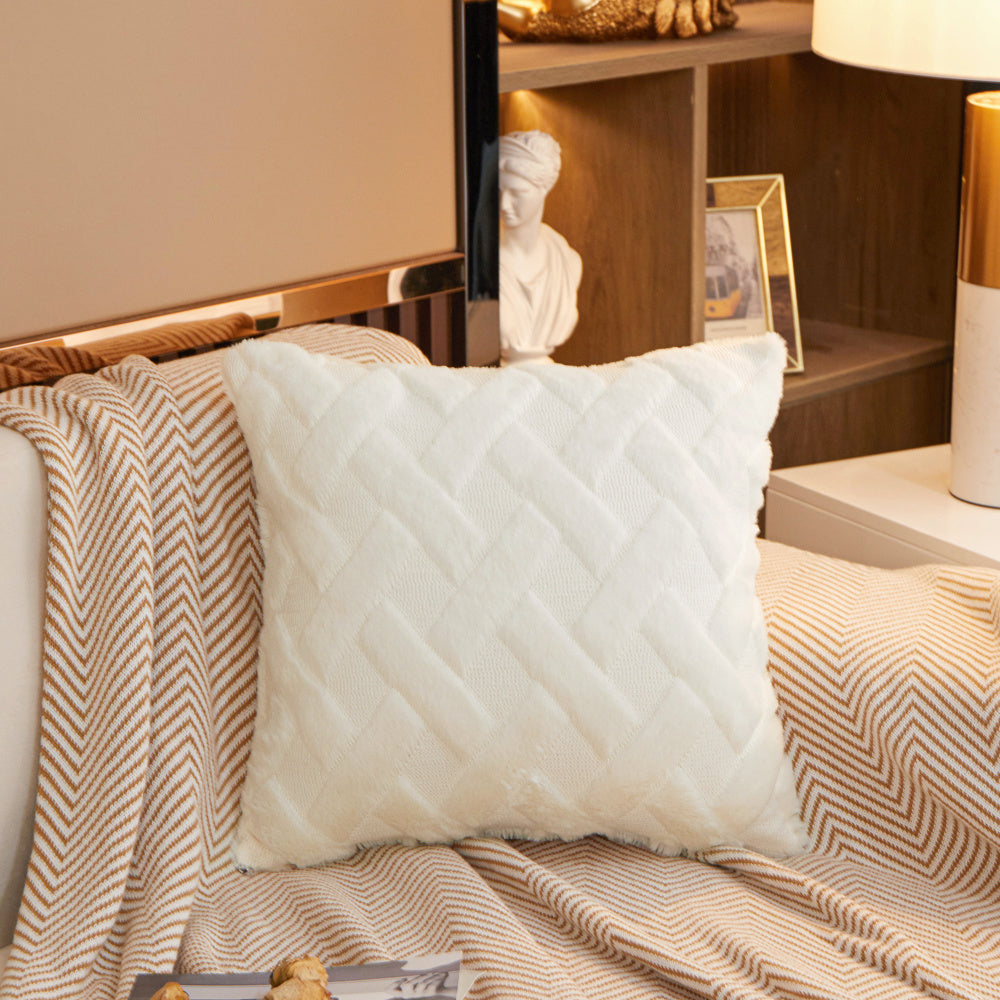 [IN-1XZT127-1 Silver] Crossline-shaped Plush Throw Pillow (With Insert) size 18"x18"