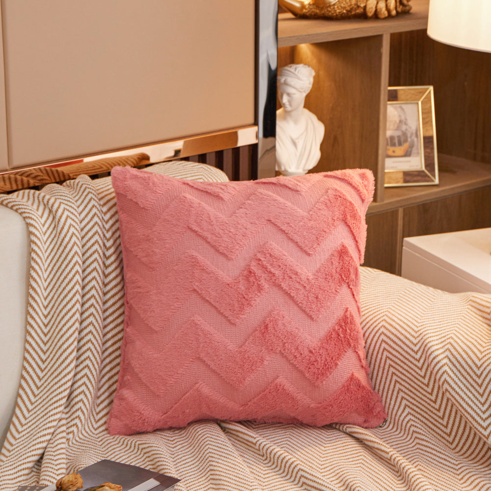 [IN-1X130-1 Yellow] Pack of one W-shaped Plush Throw Pillow cover and Insert  FULL set size 18"x18"