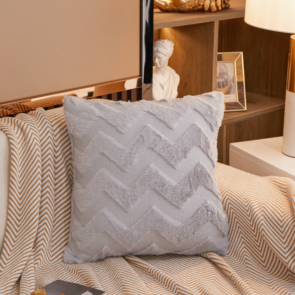 [IN-1X130-1 Yellow] Pack of one W-shaped Plush Throw Pillow cover and Insert  FULL set size 18"x18"