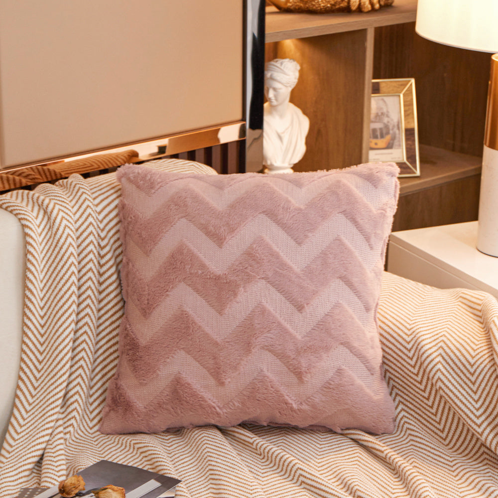 [IN-1X130-1 Yellow] Pack of one W-shaped Plush Throw Pillow cover and Insert  FULL set size 18"x18"