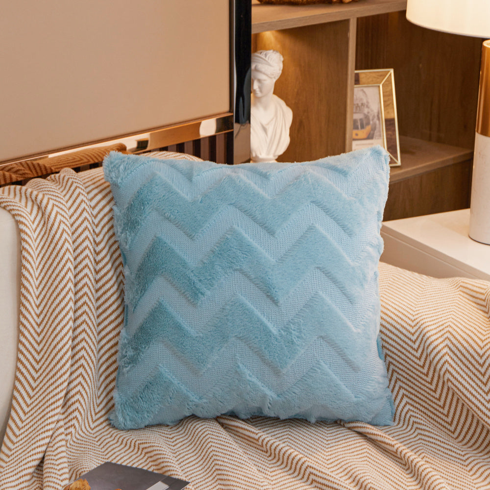 [IN-1X130-1 Yellow] Pack of one W-shaped Plush Throw Pillow cover and Insert  FULL set size 18"x18"