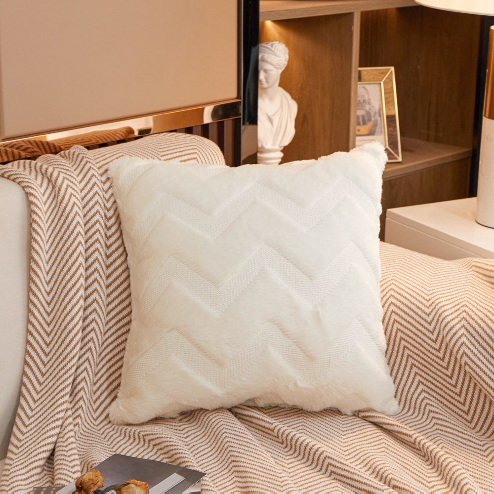 [IN-1X130-1 Yellow] Pack of one W-shaped Plush Throw Pillow cover and Insert  FULL set size 18"x18"