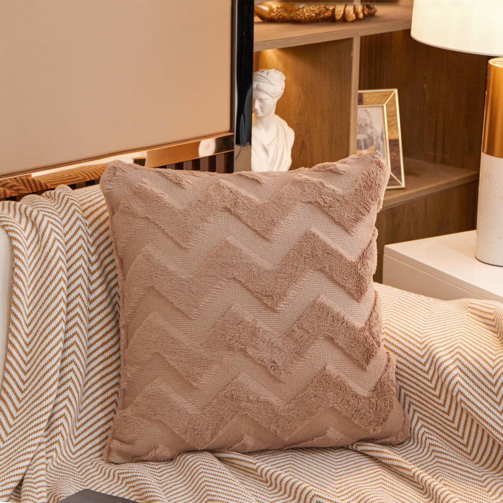 [IN-1X130-1 Yellow] Pack of one W-shaped Plush Throw Pillow cover and Insert  FULL set size 18"x18"