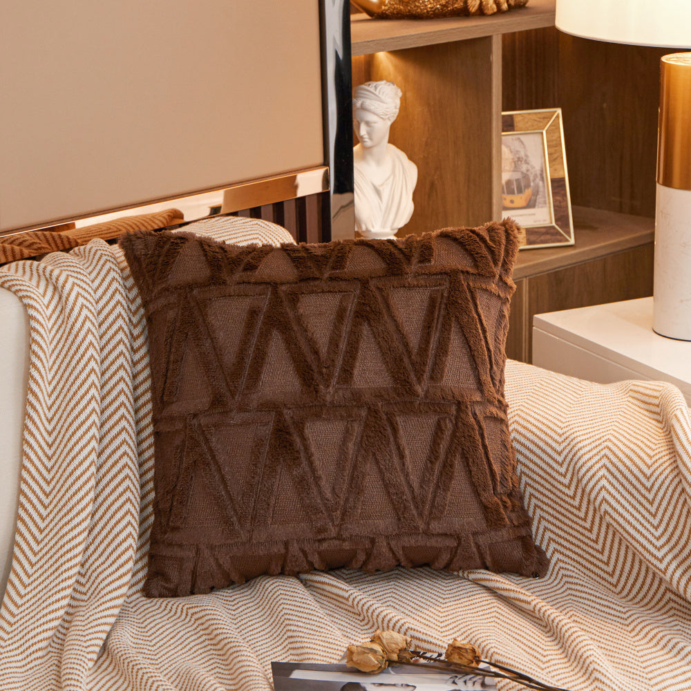 [IN-1XZT132-1  Brown] Luxury Style Square Decorative Throw Pillow  with insert size 18"x18"