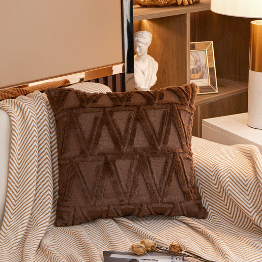 [IN-1XZT132-1  Brown] Luxury Style Square Decorative Throw Pillow  with insert size 18"x18"