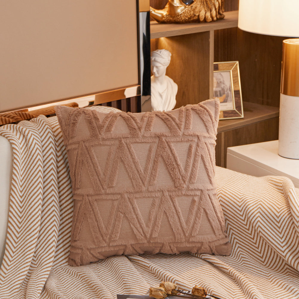 [IN-1XZT132-1  Brown] Luxury Style Square Decorative Throw Pillow  with insert size 18"x18"