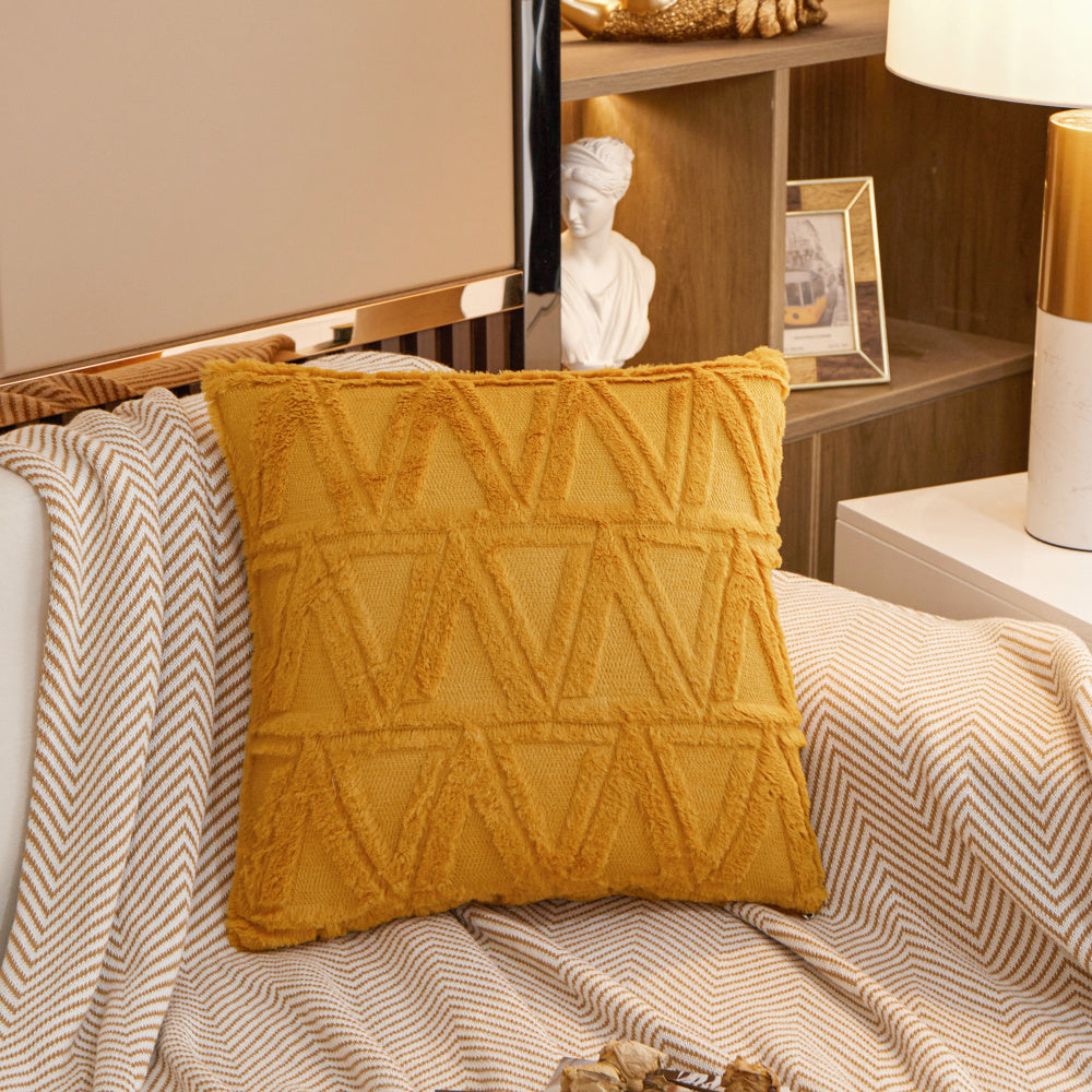 [IN-1XZT132-1  Brown] Luxury Style Square Decorative Throw Pillow  with insert size 18"x18"