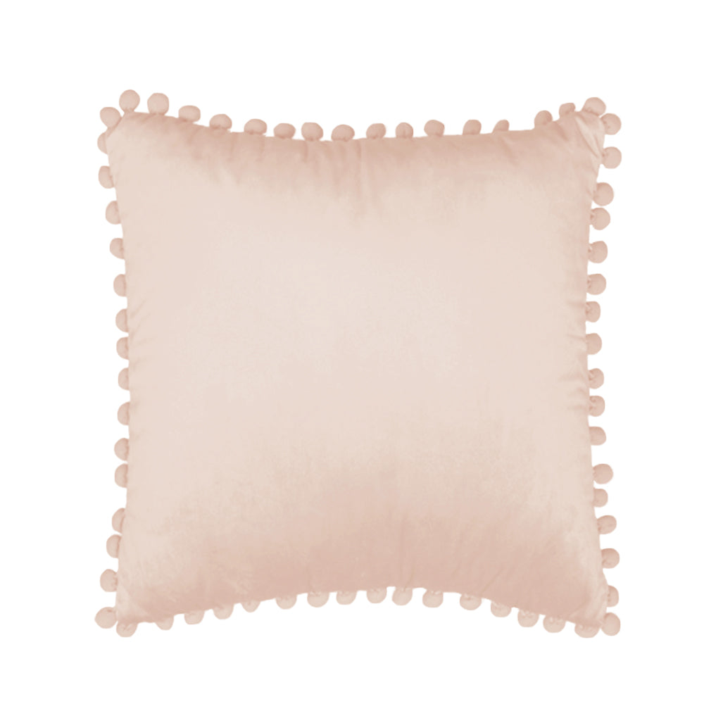 [IN-1X162-3 D-Green] 18"x18" Square Velvet Pompoms Throw Pillow FULL cover and insert set