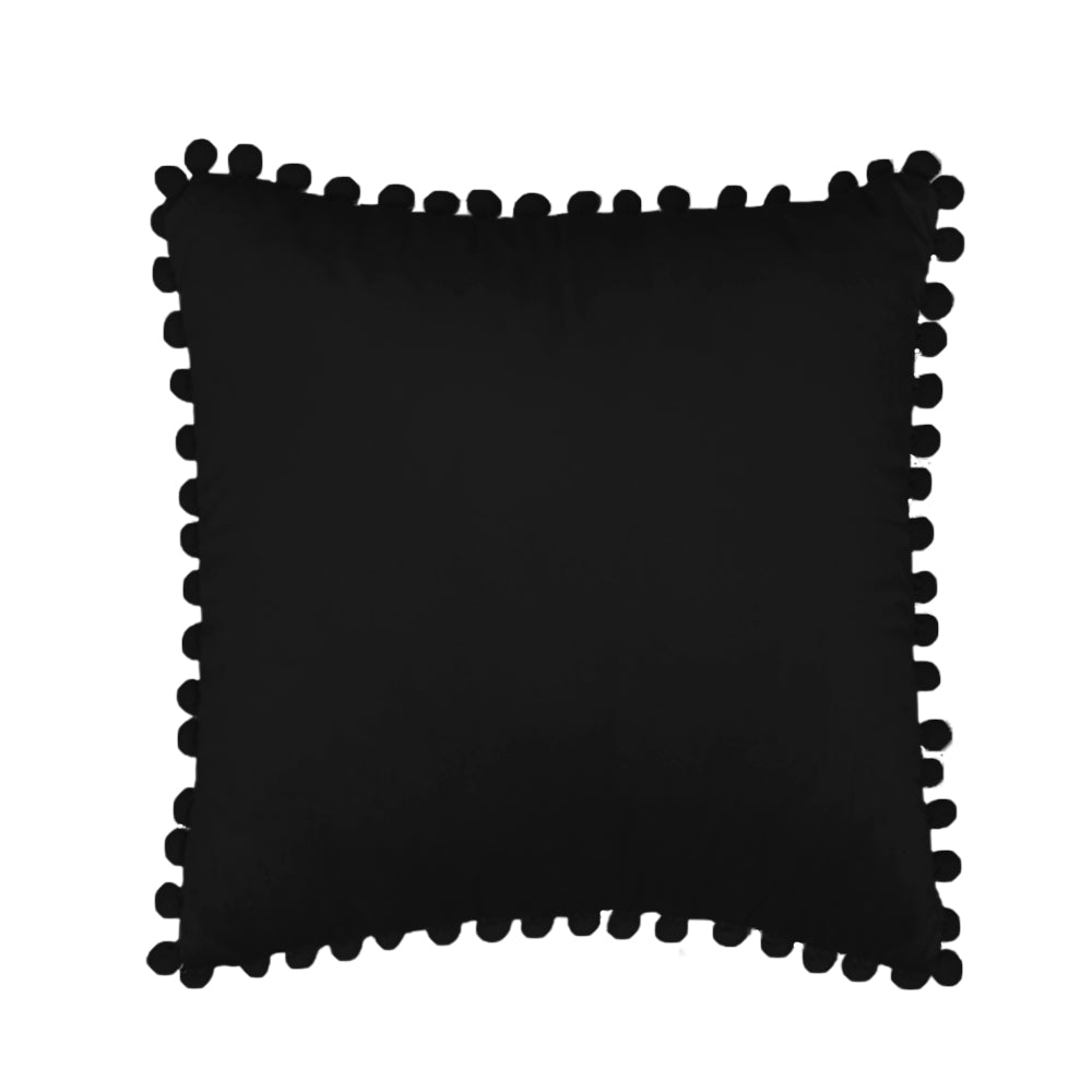 [IN-1X162-3 D-Green] 18"x18" Square Velvet Pompoms Throw Pillow FULL cover and insert set