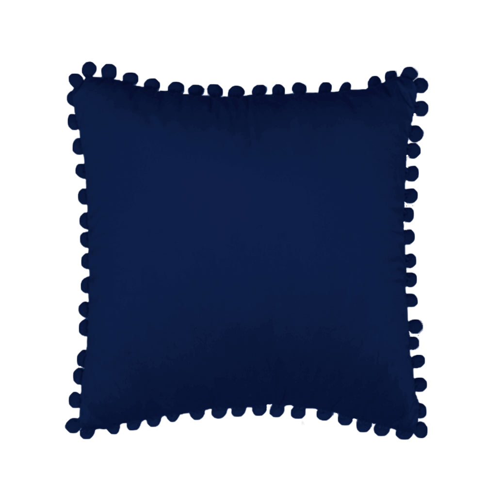 [IN-1X162-3 D-Green] 18"x18" Square Velvet Pompoms Throw Pillow FULL cover and insert set