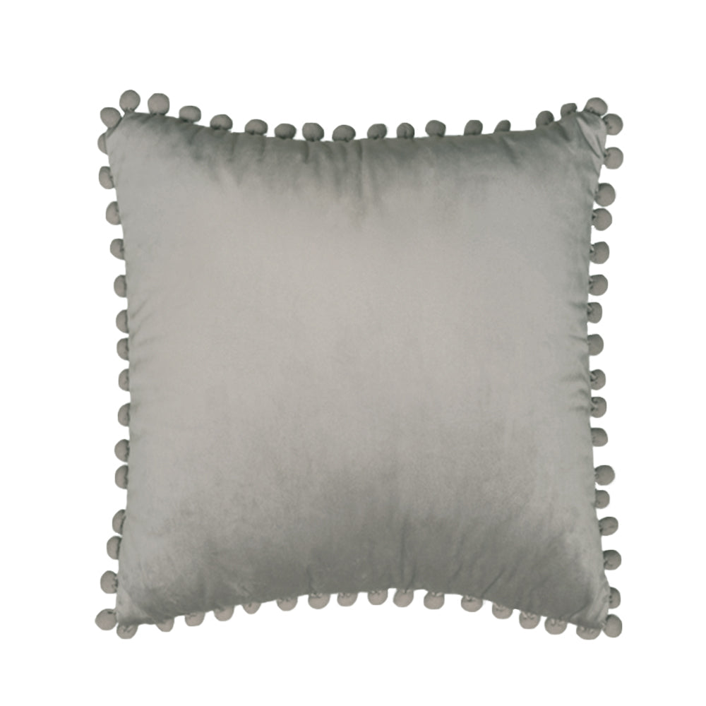 [IN-1X162-3 D-Green] 18"x18" Square Velvet Pompoms Throw Pillow FULL cover and insert set