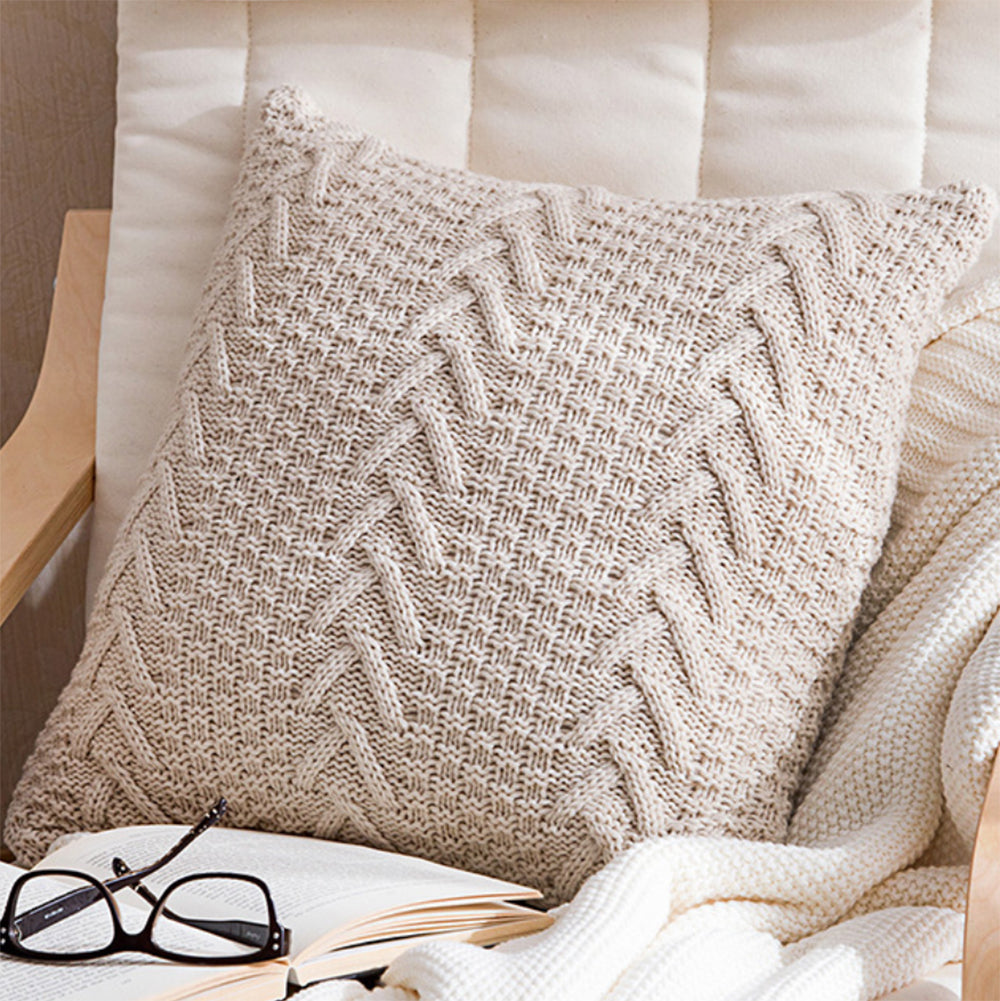 [IN 1XZT27-Beige] Knitted Cozy Home Decoration Throw Pillow (With or Without Insert)
