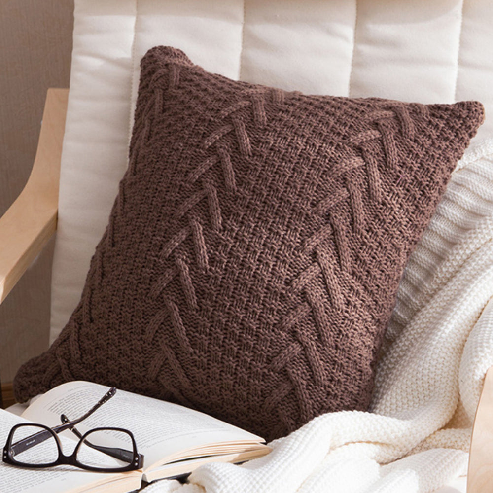 [IN 1XZT27-Beige] Knitted Cozy Home Decoration Throw Pillow (With or Without Insert)