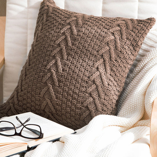 [IN 1XZT27-Beige] Knitted Cozy Home Decoration Throw Pillow (With or Without Insert)