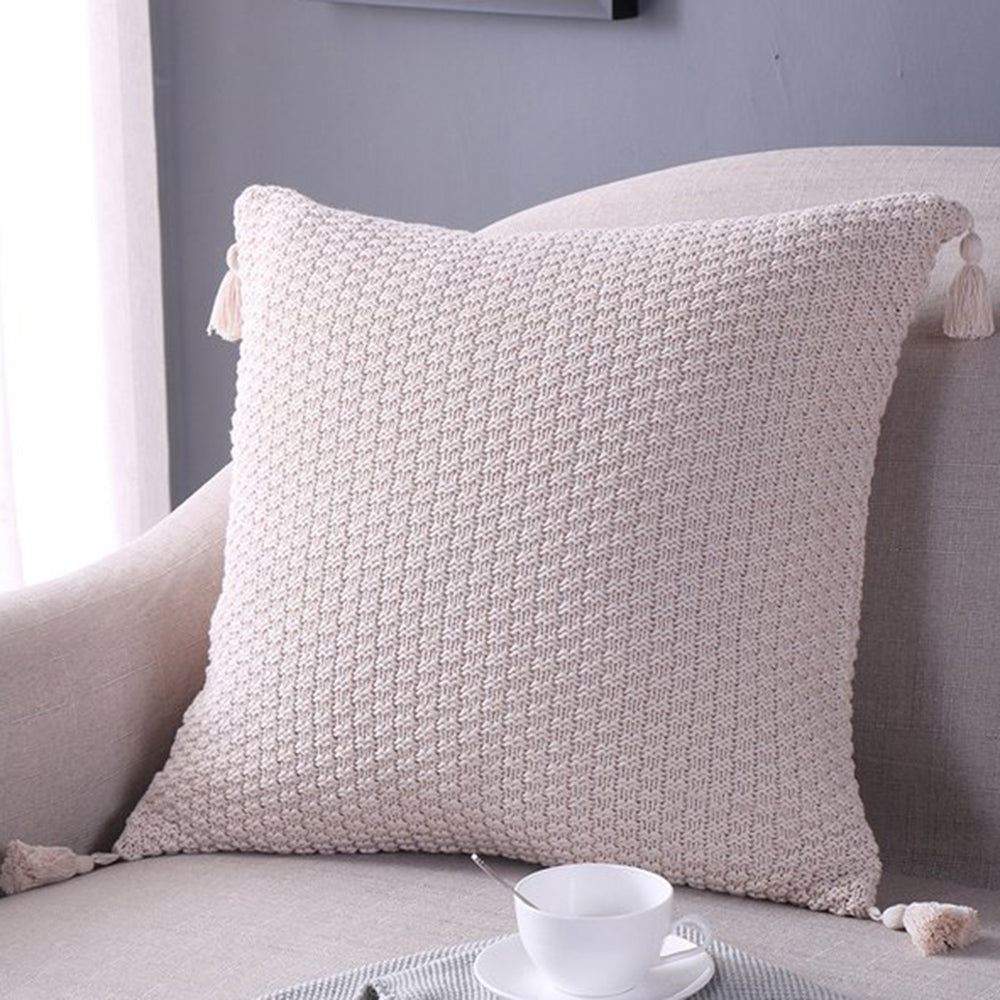 [IN 1XZT27-Beige] Knitted Cozy Home Decoration Throw Pillow (With or Without Insert)