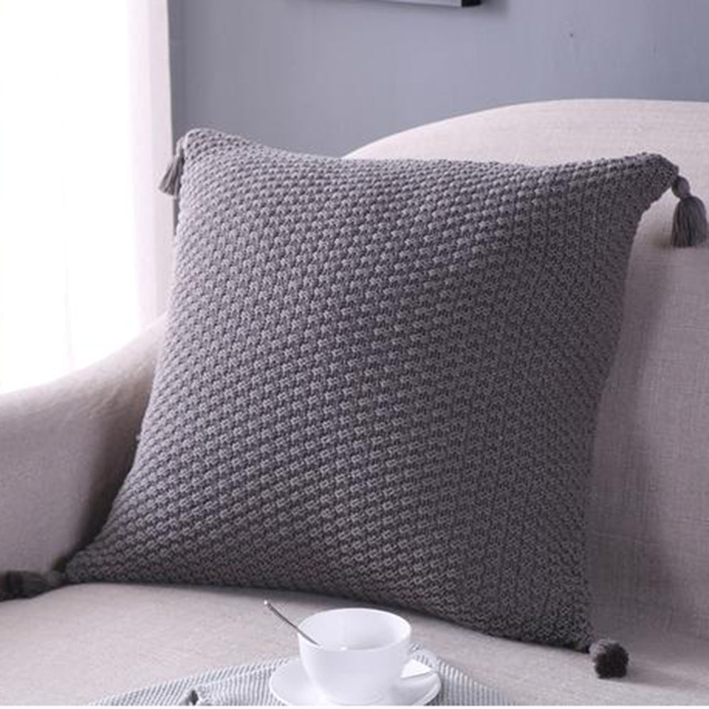 [IN 1XZT27-Beige] Knitted Cozy Home Decoration Throw Pillow (With or Without Insert)
