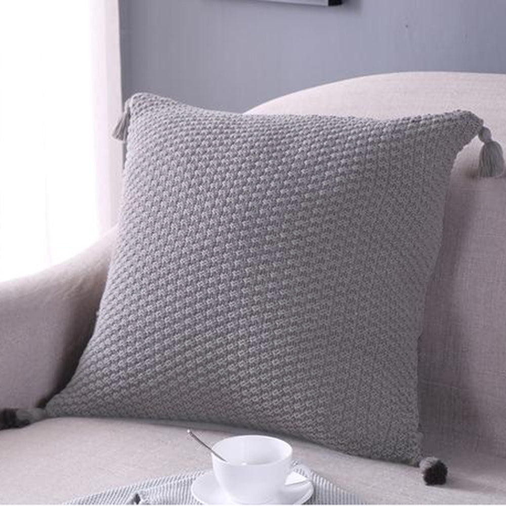 [IN 1XZT27-Beige] Knitted Cozy Home Decoration Throw Pillow (With or Without Insert)