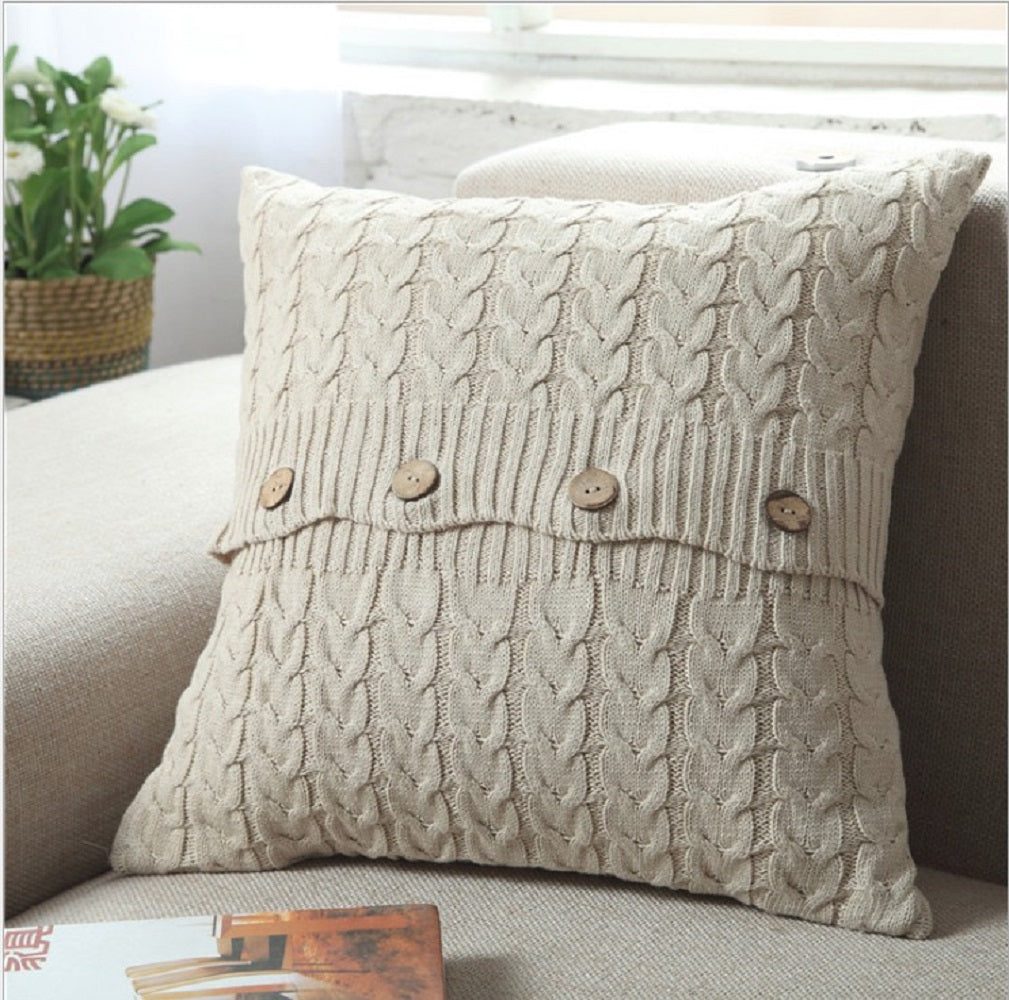 [IN 1XZT27-Beige] Knitted Cozy Home Decoration Throw Pillow (With or Without Insert)