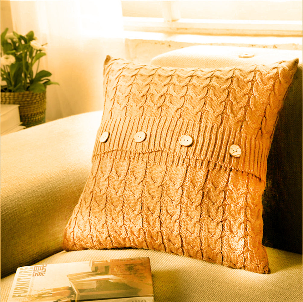 [IN 1XZT27-Beige] Knitted Cozy Home Decoration Throw Pillow (With or Without Insert)