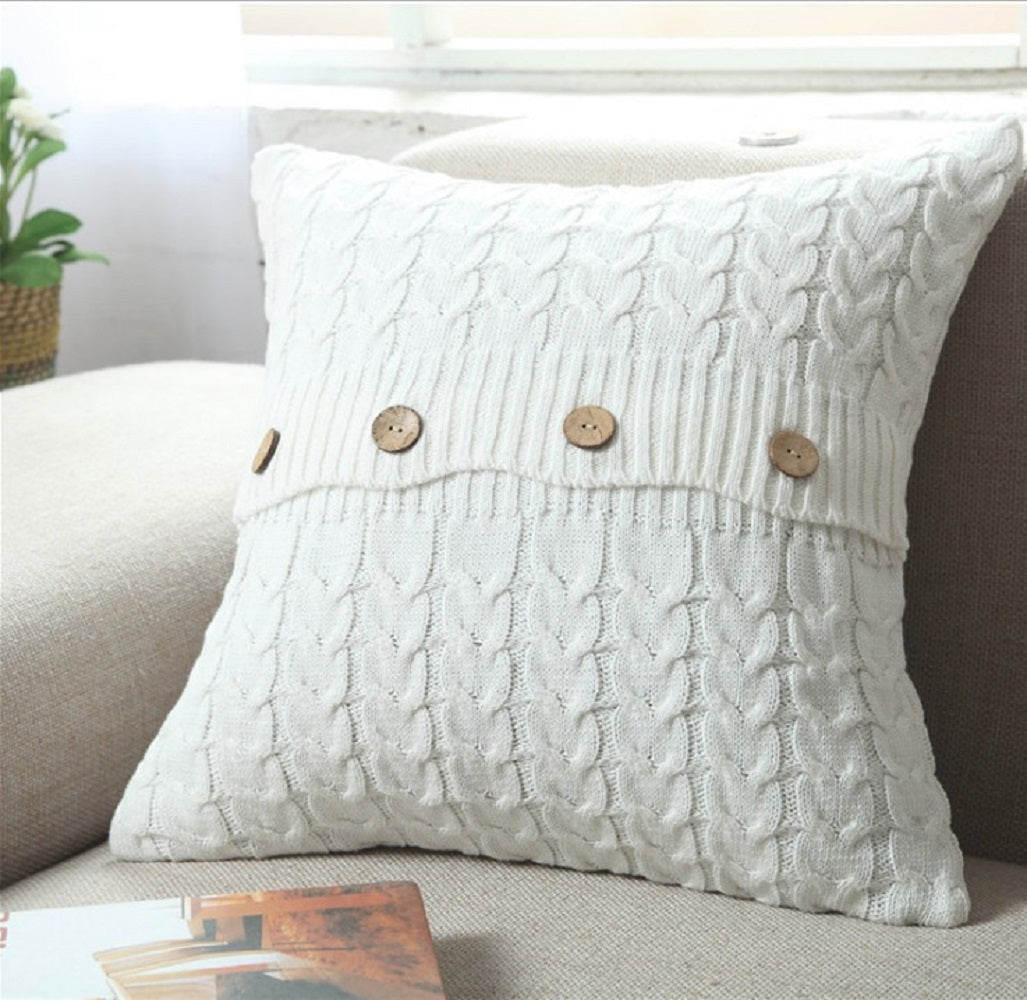 [IN 1XZT27-Beige] Knitted Cozy Home Decoration Throw Pillow (With or Without Insert)