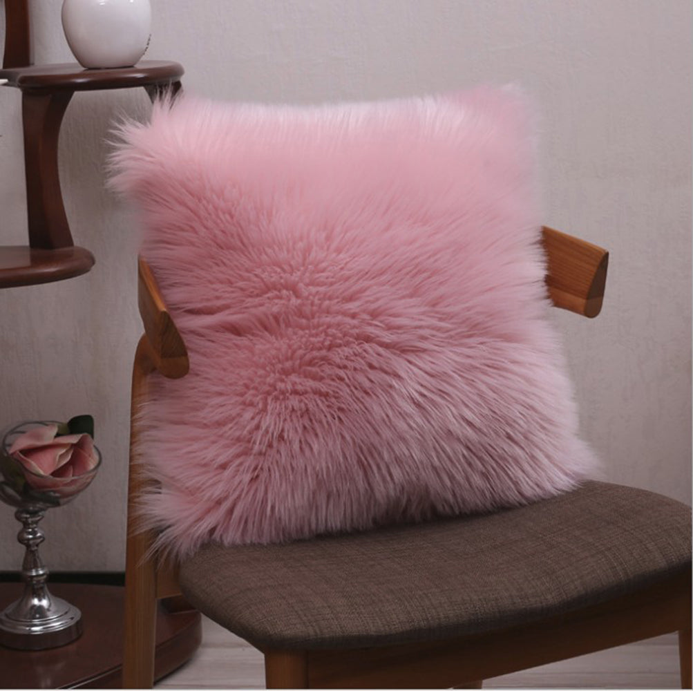 [IN 1XZT71 - blue] Pack of 1 Furry fur (front) Faux (back) pillow (With or Without Insert)