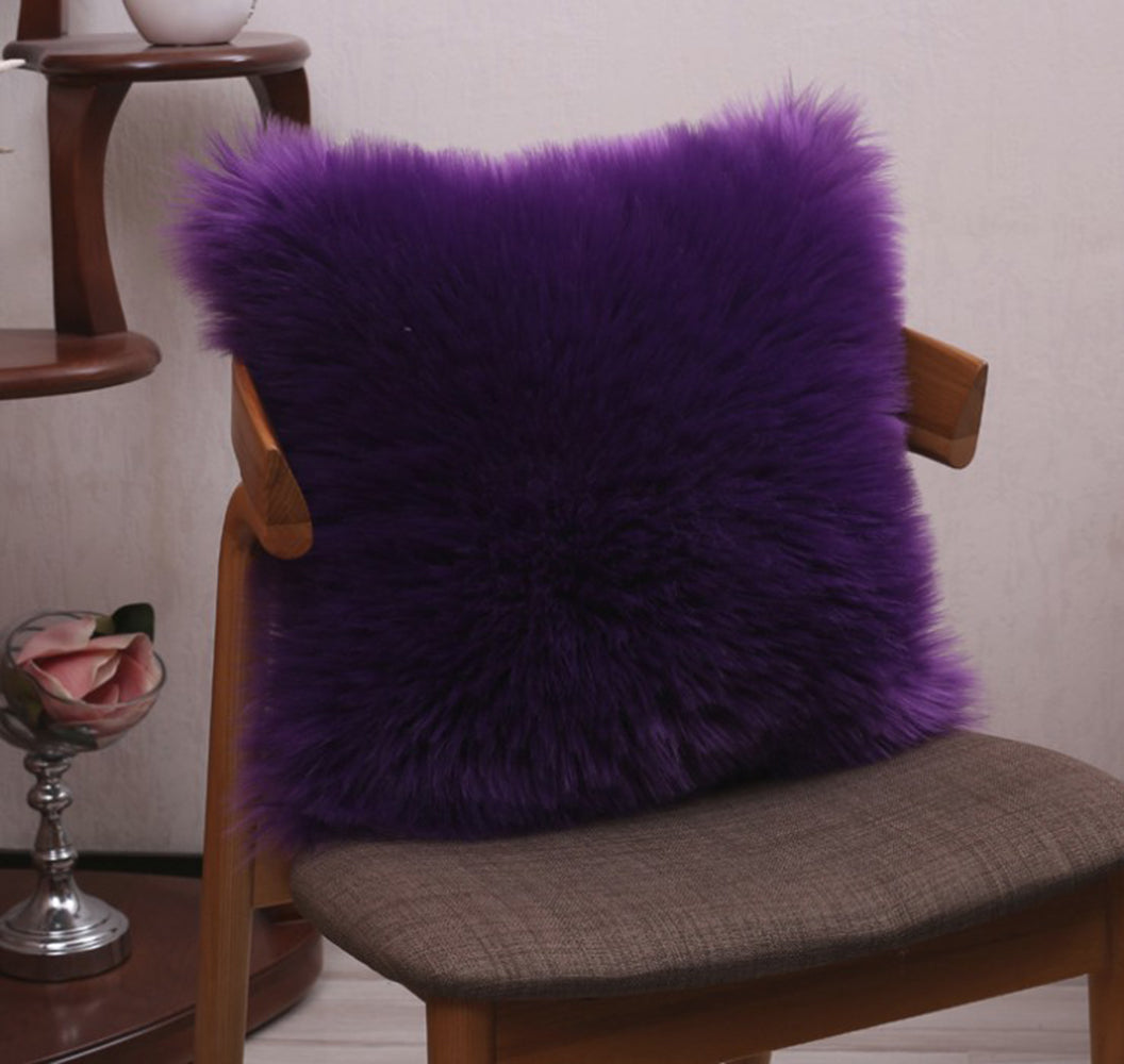 [IN 1XZT71 - blue] Pack of 1 Furry fur (front) Faux (back) pillow (With or Without Insert)