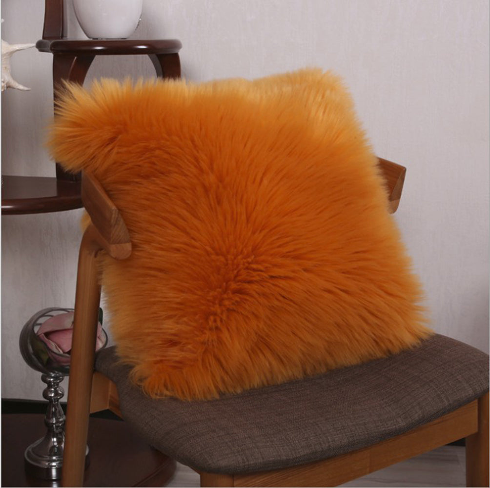 [IN 1XZT71 - blue] Pack of 1 Furry fur (front) Faux (back) pillow (With or Without Insert)