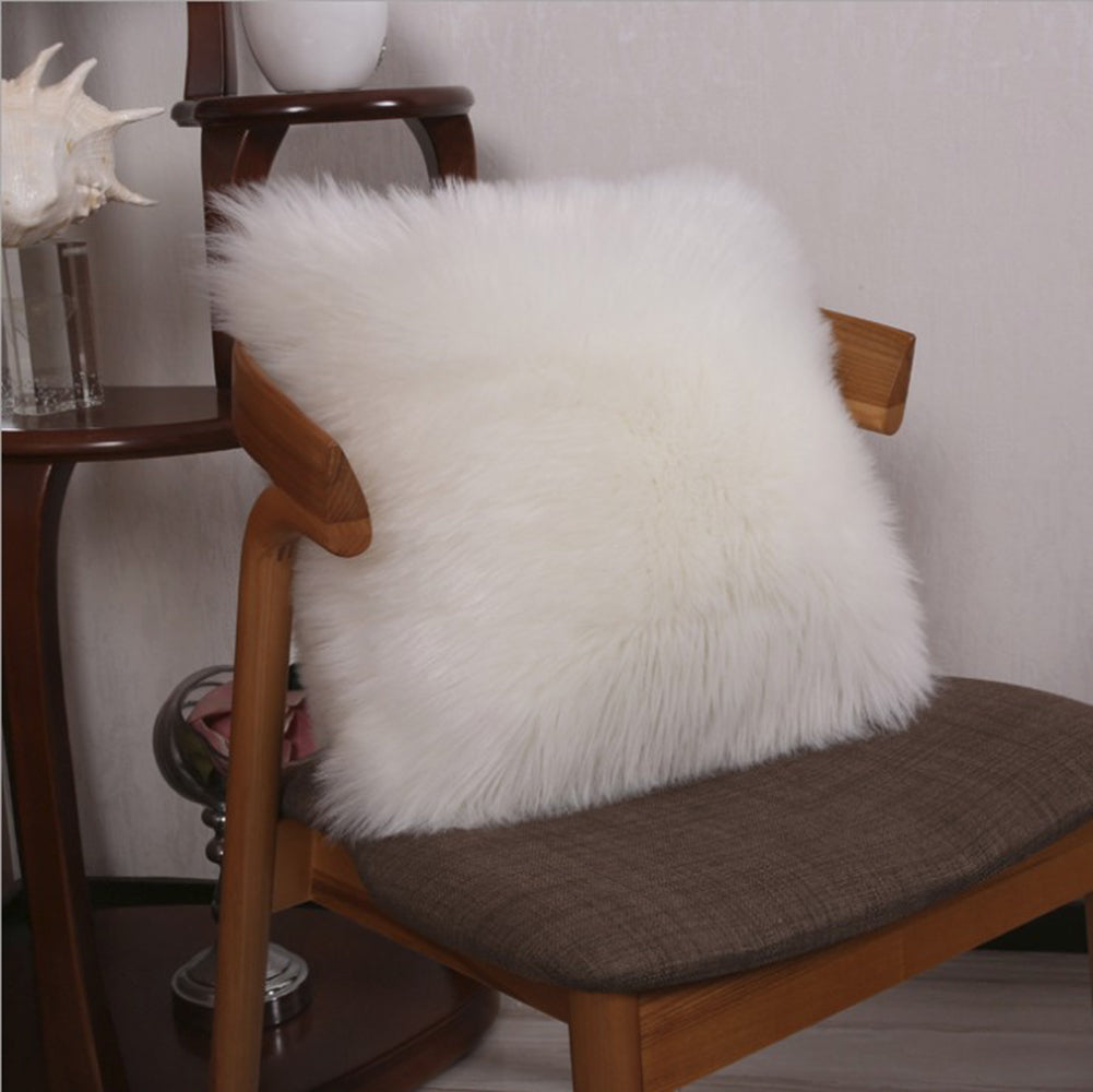[IN 1XZT71 - blue] Pack of 1 Furry fur (front) Faux (back) pillow (With or Without Insert)
