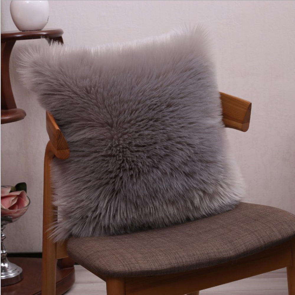 [IN 1XZT71 - blue] Pack of 1 Furry fur (front) Faux (back) pillow (With or Without Insert)